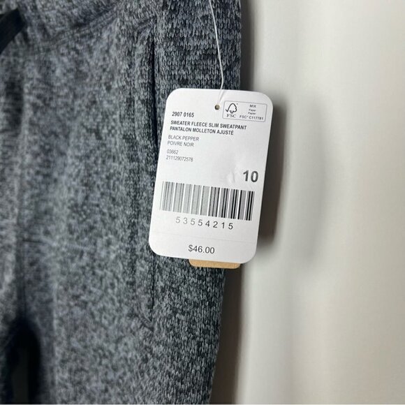 🩷 Roots, Kids Sweater Fleece Slim Sweatpants. Color: Black Pepper. Size: 10. NWT - Picture 6 of 13